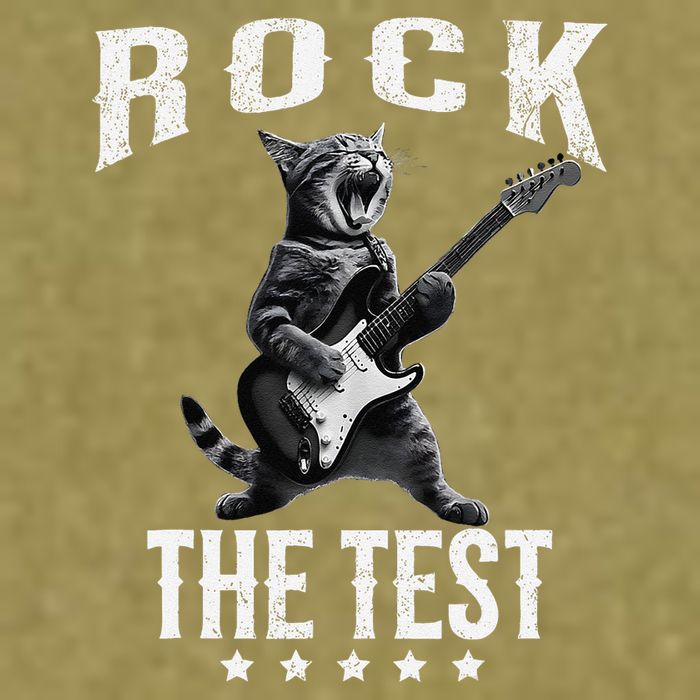 Rock The Test Teacher Test Day Cat Lover State Testing Garment-Dyed Women's Muscle Tee