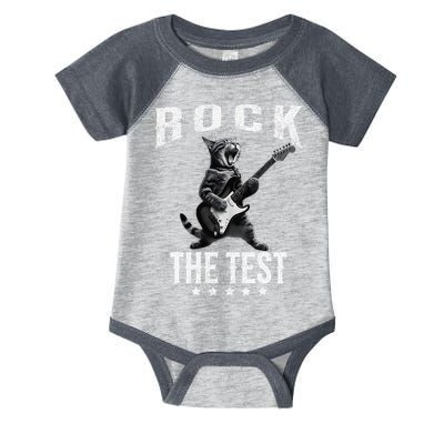 Rock The Test Teacher Test Day Cat Lover State Testing Infant Baby Jersey Bodysuit