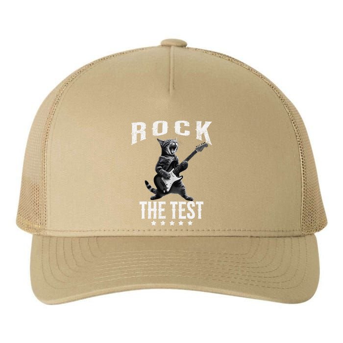 Rock The Test Teacher Test Day Cat Lover State Testing Yupoong Adult 5-Panel Trucker Hat