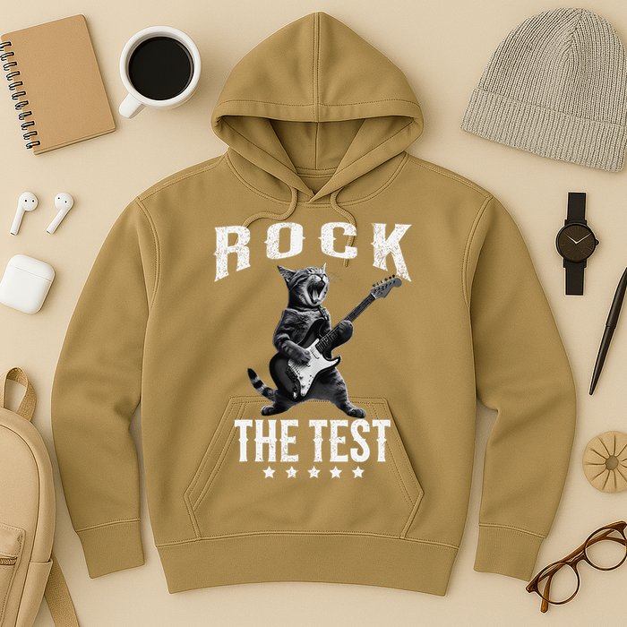 Rock The Test Teacher Test Day Cat Lover State Testing Hoodie
