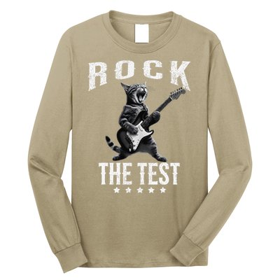 Rock The Test Teacher Test Day Cat Lover State Testing Long Sleeve Shirt