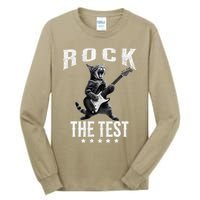 Rock The Test Teacher Test Day Cat Lover State Testing Tall Long Sleeve T-Shirt