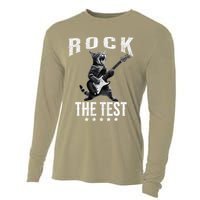 Rock The Test Teacher Test Day Cat Lover State Testing Cooling Performance Long Sleeve Crew