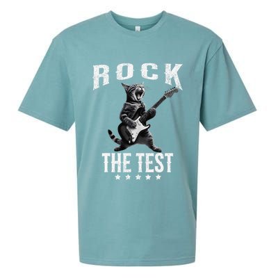 Rock The Test Teacher Test Day Cat Lover State Testing Sueded Cloud Jersey T-Shirt