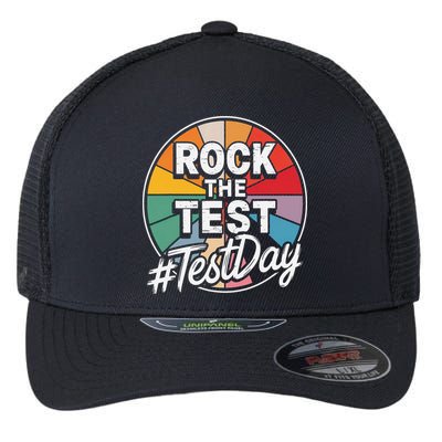 Rock The Test Motivation For Teachers Students On Exam Day Flexfit Unipanel Trucker Cap