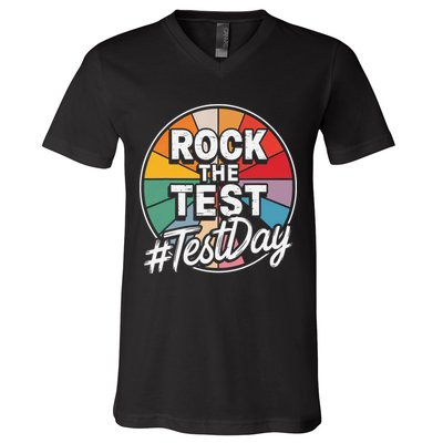 Rock The Test Motivation For Teachers Students On Exam Day V-Neck T-Shirt