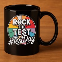 Rock The Test Motivation For Teachers Students On Exam Day 11oz C Handle Ceramic Mug