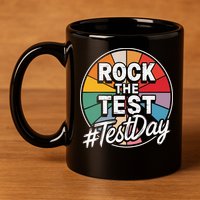 Rock The Test Motivation For Teachers Students On Exam Day 11oz C Handle Ceramic Mug