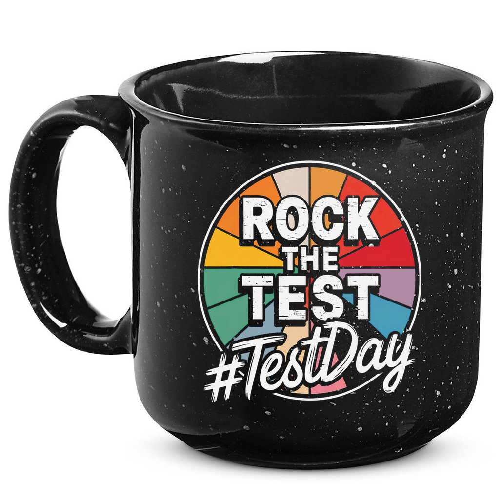 Rock The Test Motivation For Teachers Students On Exam Day 15oz Campfire Ceramic Mug
