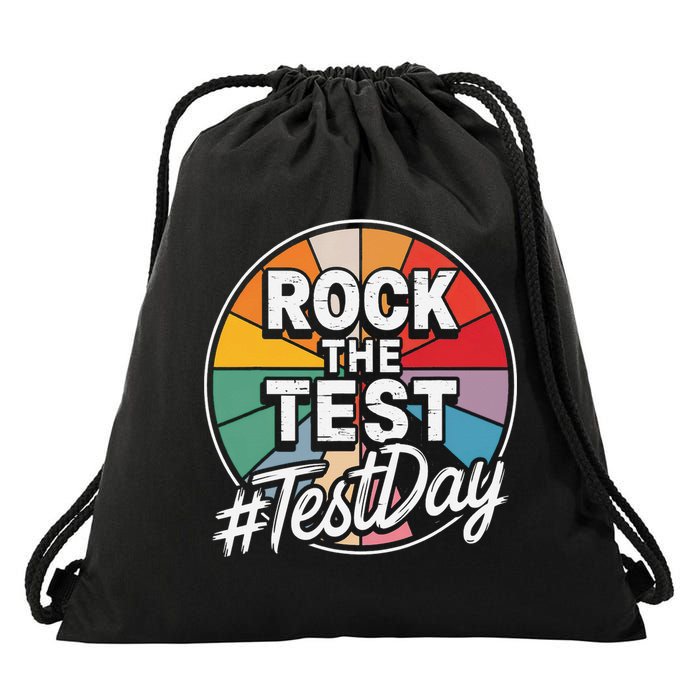 Rock The Test Motivation For Teachers Students On Exam Day Drawstring Bag