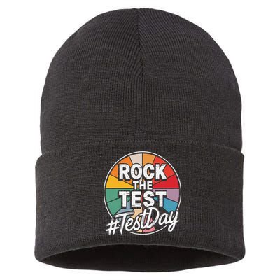 Rock The Test Motivation For Teachers Students On Exam Day Sustainable Knit Beanie