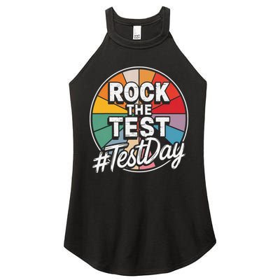 Rock The Test Motivation For Teachers Students On Exam Day Women's Perfect Tri Rocker Tank