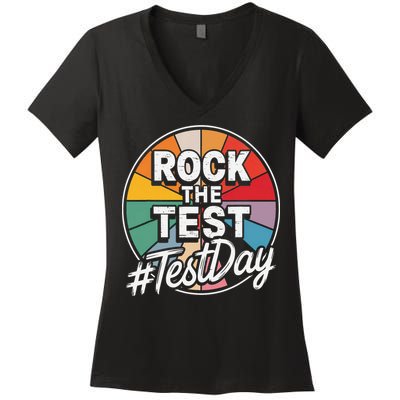 Rock The Test Motivation For Teachers Students On Exam Day Women's V-Neck T-Shirt