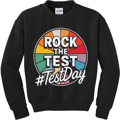 Rock The Test Motivation For Teachers Students On Exam Day Kids Sweatshirt