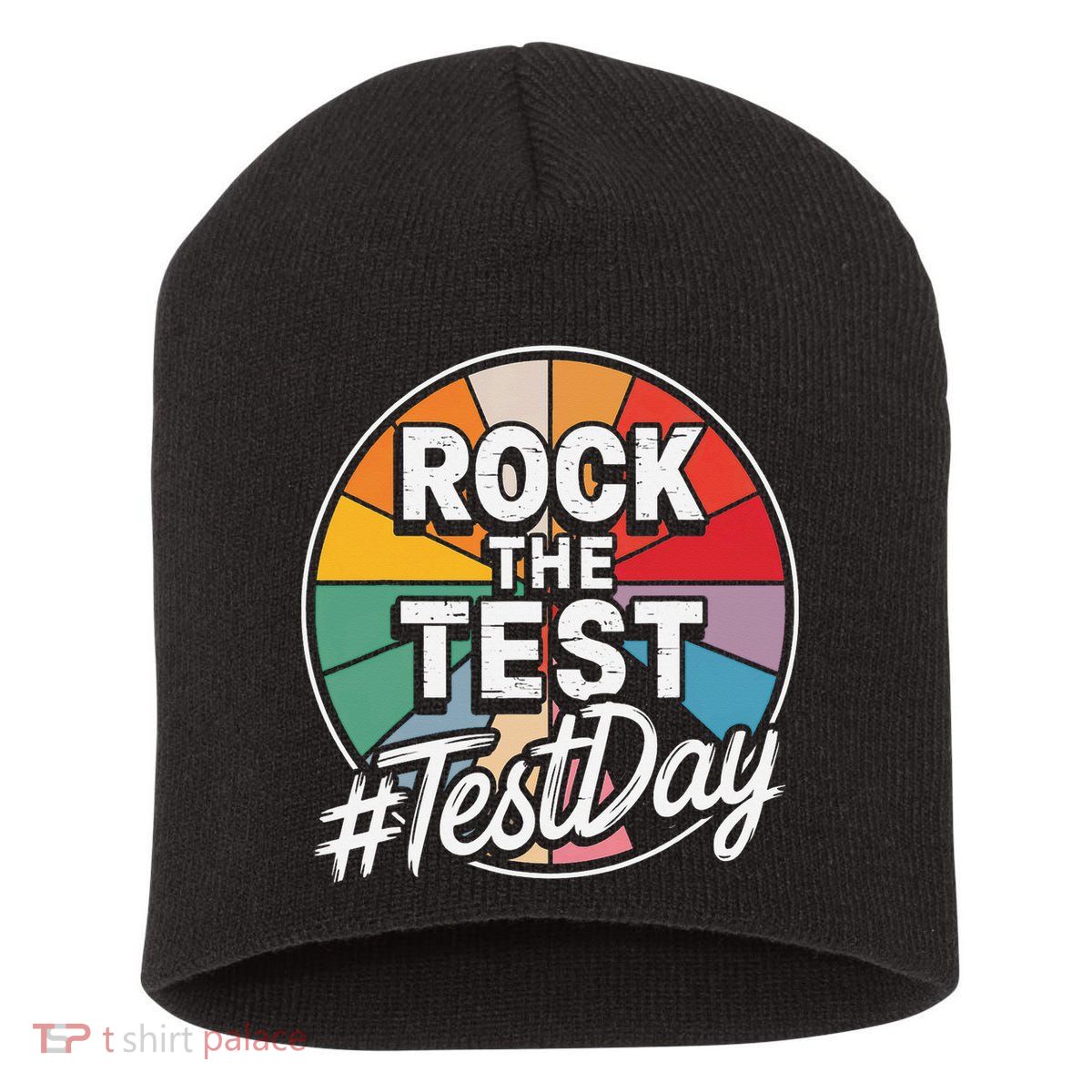 Rock The Test Motivation For Teachers Students On Exam Day Short Acrylic Beanie