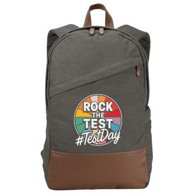 Rock The Test Motivation For Teachers Students On Exam Day Cotton Canvas Backpack