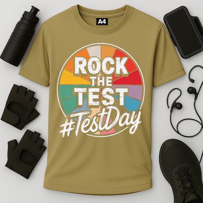 Rock The Test Motivation For Teachers Students On Exam Day Performance Shirt