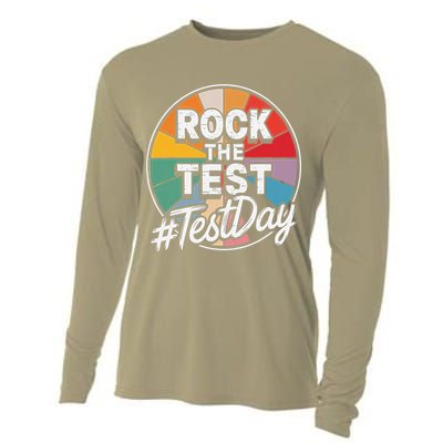 Rock The Test Motivation For Teachers Students On Exam Day Cooling Performance Long Sleeve Crew