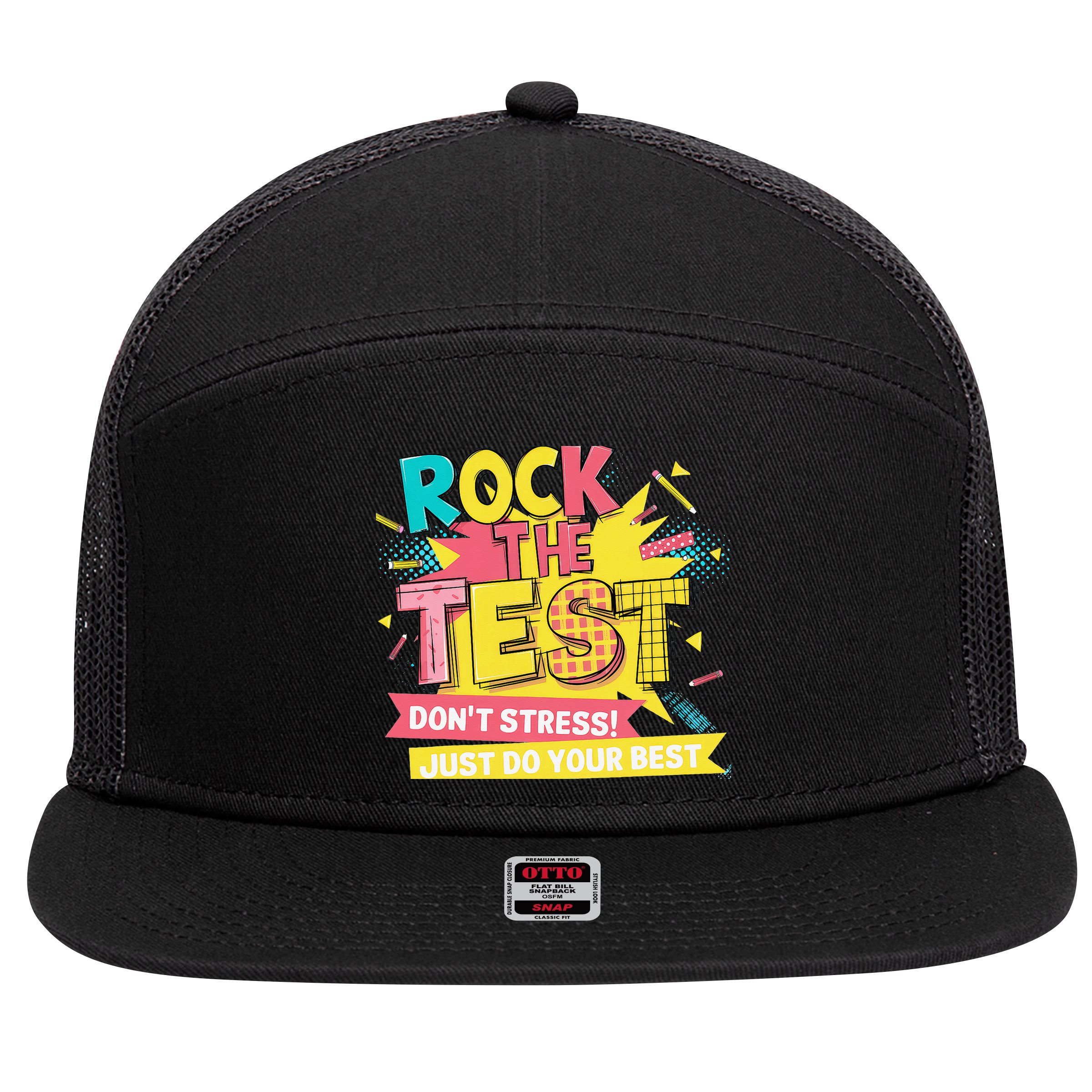 Rock The Test Day Testing Day 7 Panel Mesh Trucker Snapback Hat