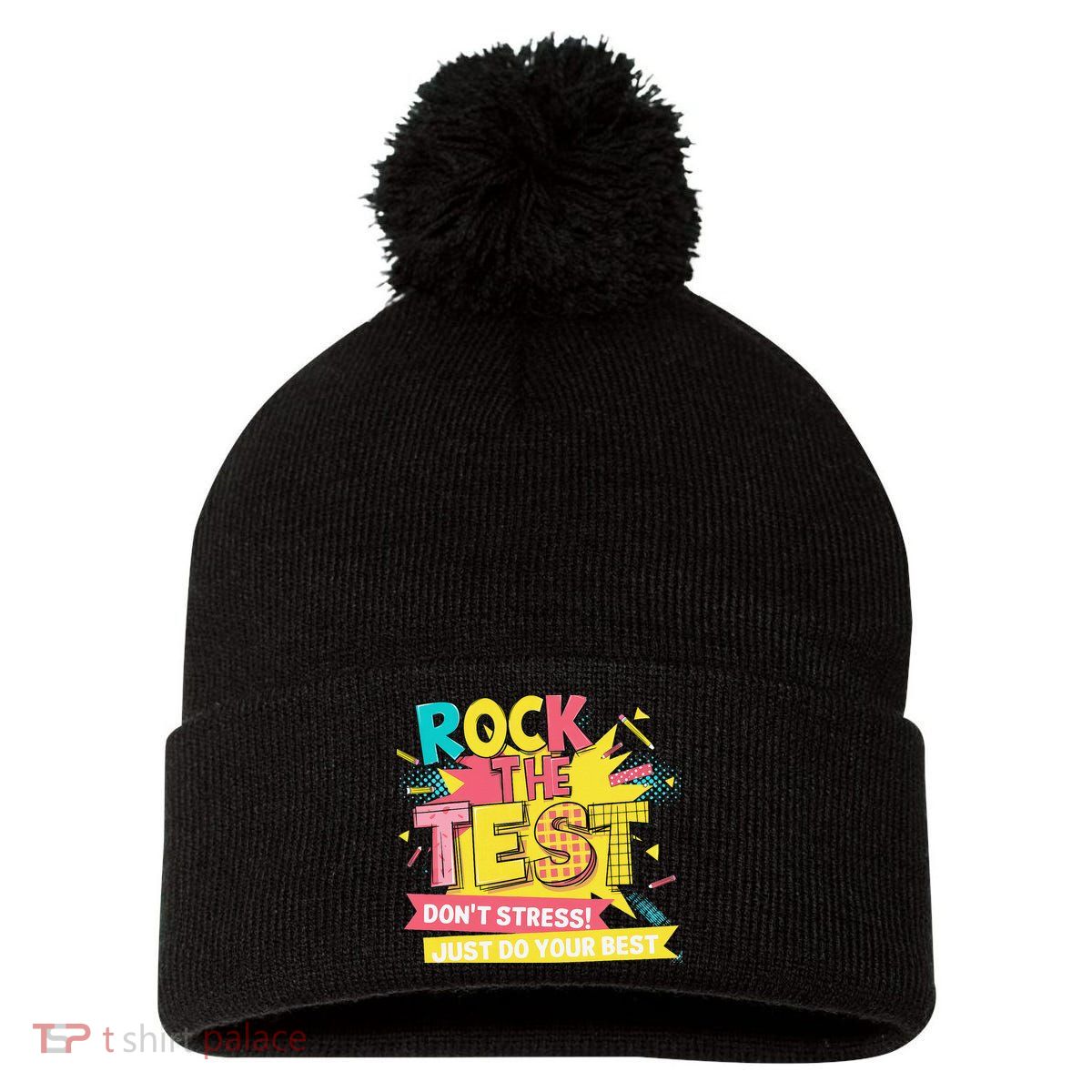 Rock The Test Day Testing Day Pom Pom 12in Knit Beanie