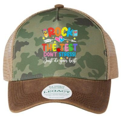 Rock The Test Don't Stress Just Do Your Best Funny Testing Day Legacy Tie Dye Trucker Hat