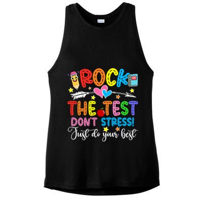 Rock The Test Don't Stress Just Do Your Best Funny Testing Day Ladies PosiCharge Tri-Blend Wicking Tank