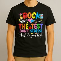 Rock The Test Don't Stress Just Do Your Best Funny Testing Day T-Shirt