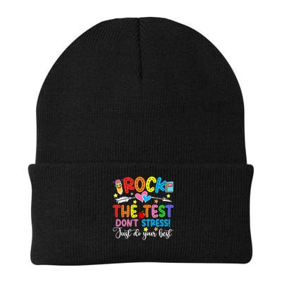Rock The Test Don't Stress Just Do Your Best Funny Testing Day Beanie