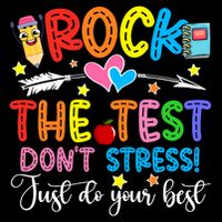 Rock The Test Don't Stress Just Do Your Best Funny Testing Day Drawstring Bag
