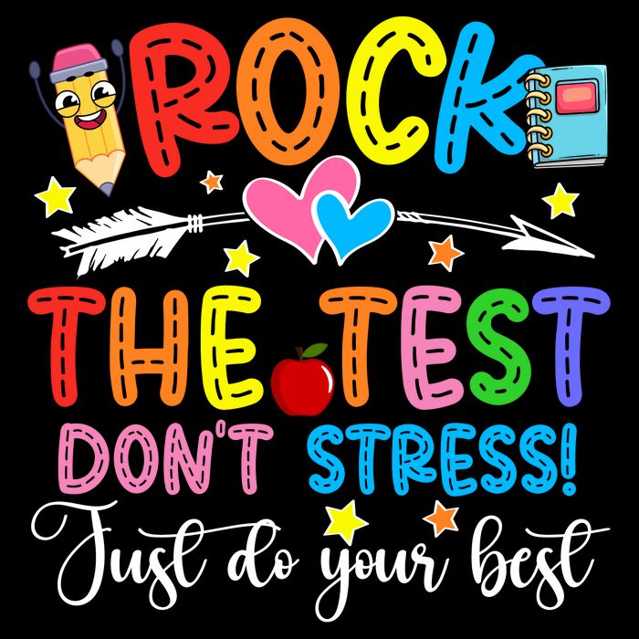 Rock The Test Don't Stress Just Do Your Best Funny Testing Day Drawstring Bag