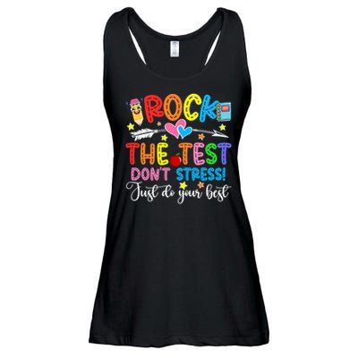 Rock The Test Don't Stress Just Do Your Best Funny Testing Day Ladies Essential Flowy Tank