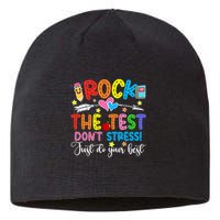 Rock The Test Don't Stress Just Do Your Best Funny Testing Day Sustainable Beanie