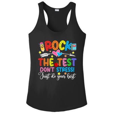 Rock The Test Don't Stress Just Do Your Best Funny Testing Day Ladies PosiCharge Competitor Racerback Tank