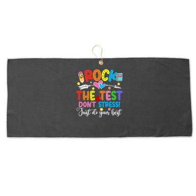 Rock The Test Don't Stress Just Do Your Best Funny Testing Day Large Microfiber Waffle Golf Towel