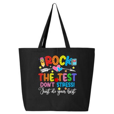 Rock The Test Don't Stress Just Do Your Best Funny Testing Day 25L Jumbo Tote