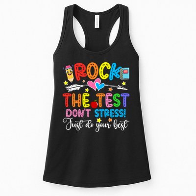 Rock The Test Don't Stress Just Do Your Best Funny Testing Day Womens Tank Top