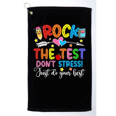 Rock The Test Don't Stress Just Do Your Best Funny Testing Day Golf Towel