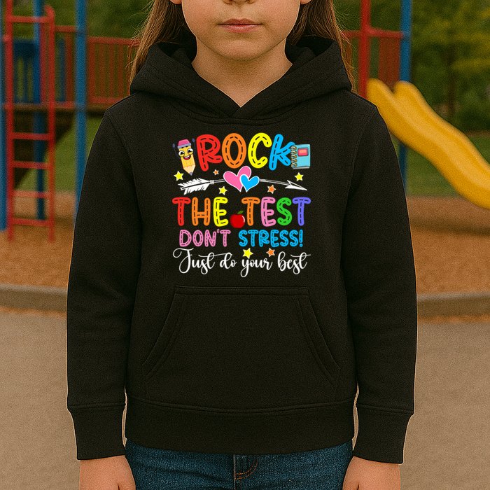 Rock The Test Don't Stress Just Do Your Best Funny Testing Day Kids Hoodie