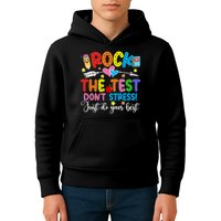 Rock The Test Don't Stress Just Do Your Best Funny Testing Day Kids Hoodie