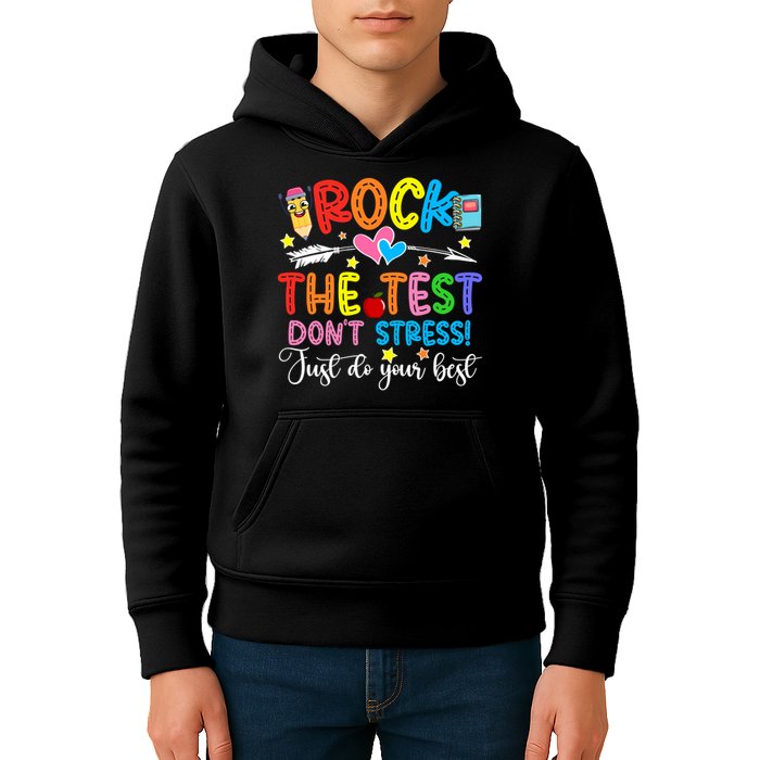 Rock The Test Don't Stress Just Do Your Best Funny Testing Day Kids Hoodie