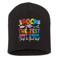 Rock The Test Don't Stress Just Do Your Best Funny Testing Day Short Acrylic Beanie