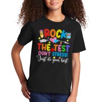 Rock The Test Don't Stress Just Do Your Best Funny Testing Day Kids T-Shirt