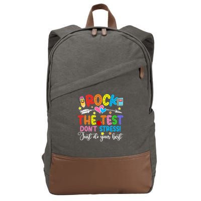 Rock The Test Don't Stress Just Do Your Best Funny Testing Day Cotton Canvas Backpack