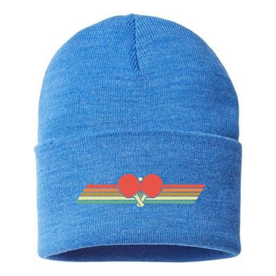 Retro Table Tennis Gift Vintage Ping Pong Gift Sustainable Knit Beanie