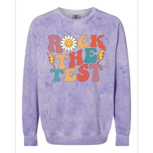 Rock The Test Testing Day Retro Motivational Teacher Student Colorblast Crewneck Sweatshirt