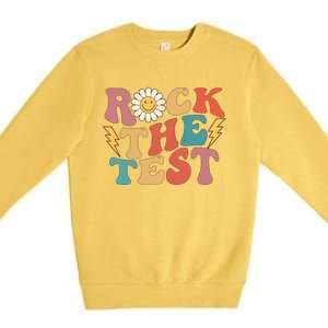 Rock The Test Testing Day Retro Motivational Teacher Student Premium Crewneck Sweatshirt