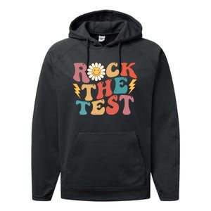 Rock The Test Testing Day Retro Motivational Teacher Student Performance Fleece Hoodie