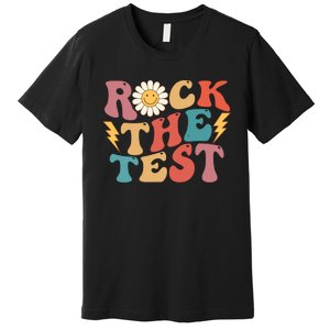 Rock The Test Testing Day Retro Motivational Teacher Student Premium T-Shirt