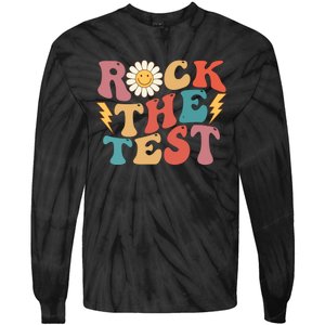 Rock The Test Testing Day Retro Motivational Teacher Student Tie-Dye Long Sleeve Shirt