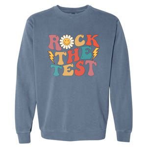 Rock The Test Testing Day Retro Motivational Teacher Student Garment-Dyed Sweatshirt